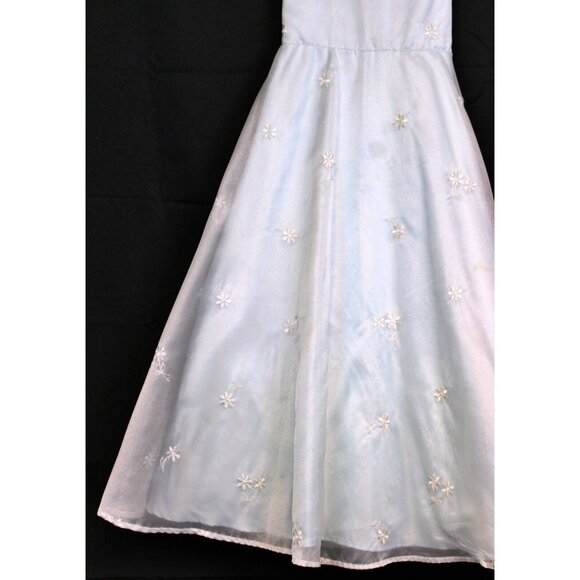 Green Dog Dress sz 8 Blue Wedding Flower Bow Shimmer Sheer Daisy Special Occasio - Picture 3 of 12